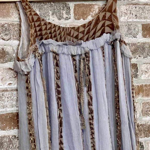 Shelley Beres Silk Chiffon Sun Dress Bohemian Lavander/ Grey Print Accent XS - Picture 2 of 5